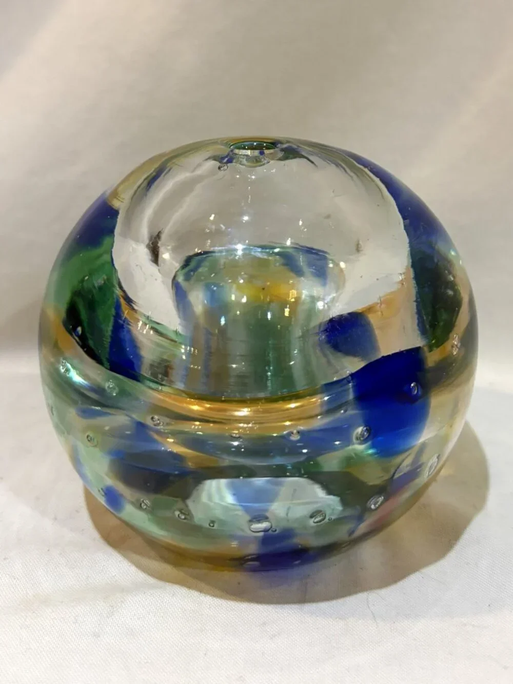 Hand Blown Art Glass Oil Lamp